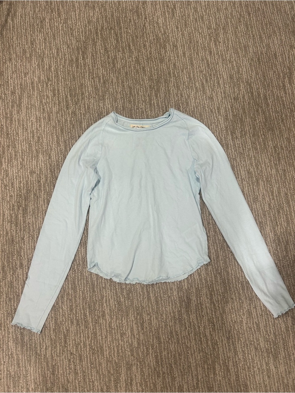Free People We the Free NWOT Baby Blue Long Sleeve Slub Knit Tee